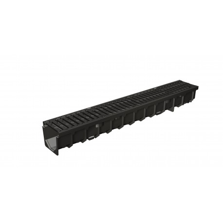 CANIVEAU MEAFLUID100 BLACK+GRILLES PASSERELLE FONTE C250 1M CX