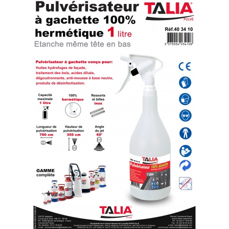 PULVERISATEUR taliaPULVE 1 LITRE HERMETIQUE