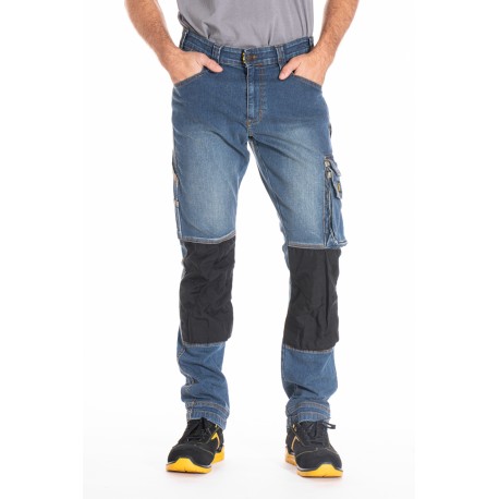 Jeans de travail stretch avec emplacement genouillères JOBPRO stone brossé T.52