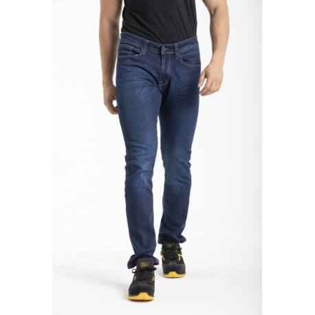 Jeans de travail coupe droite ajustée denim stretch WORK0 stone brossé T.46